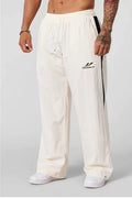 YOUNGLA Men's Retro Athletic Side Stripe Wide Leg Track Pants