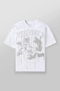 YoungLA Men's Heavyweight Oversized Graphic Tee – Drip Skull Vintage Wash T-Shirt