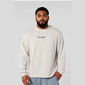 YOUNGLA- Light Oatmeal Grey Oversized Long-Sleeve Sweatshirt
