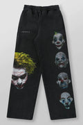 YOUNGLA Men's Joker Vintage Graphic Acid Wash Straight Leg Sweatpants