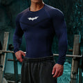 YOUNGLA Men's Superhero Honeycomb Armor Compression Long Sleeve Shirt Midnight Navy