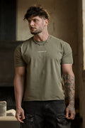 YoungLA Heavyweight Acid Wash Oversized Tee – Sage Olive Minimal Chest Logo