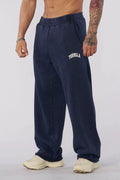 YOUNGLA Men's Arched Collegiate Logo Acid Wash Wide Leg Sweatpants