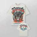 YoungLA Heavyweight Acid Wash Oversized Tee – Mechanical V-Twin Engine Off-White Graphic