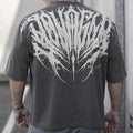YoungLA Charcoal Grey Tribal Tattoo Back Logo Oversized Shirt | Heavy Cotton Gym Pump Cover