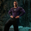 YOUNGLA Men's Superhero Honeycomb Armor Compression Long Sleeve Shirt Shadow Purple