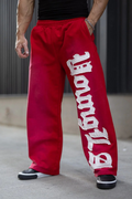 YOUNGLA Men's Gothic Letter Patchwork Straight Leg Sweatpants