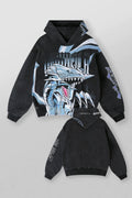 YOUNGLA- Washed Black Blue-Eyes White Dragon Anime Graphic Pullover Hoodie