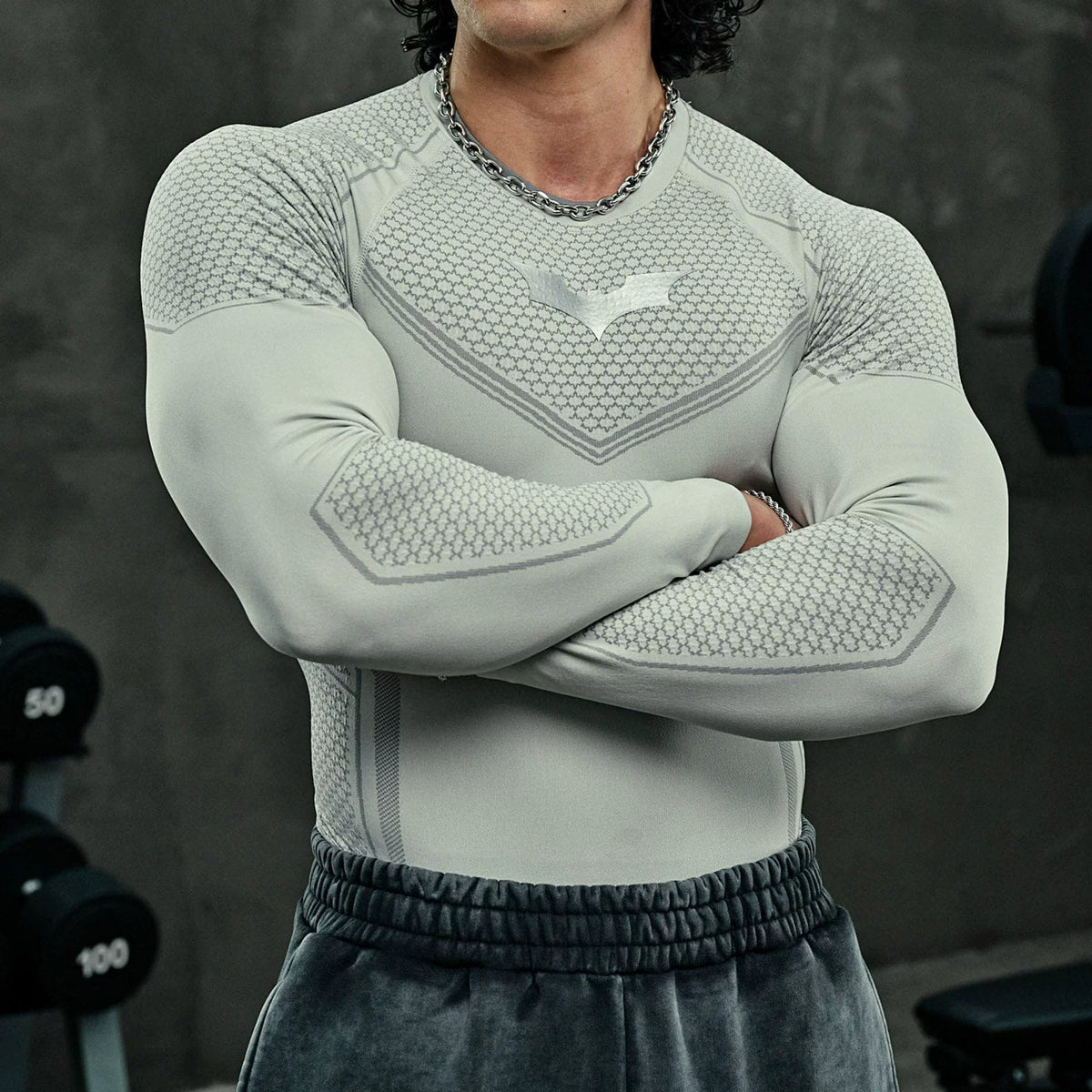 YOUNGLA Men's Superhero Armor Compression Long Sleeve Shirt