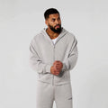 YOUNGLA- Heather Grey Zip-Up Hoodie Sweatshirt