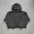 YOUNGLA- Washed Black Gothic Graphic Pullover Hoodie