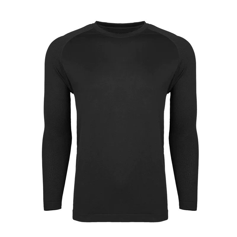 YOUNGLA- Solid Black Raglan Long-Sleeve Gym Shirt