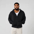 YOUNGLA- Black Zip-Up Hoodie Sweatshirt