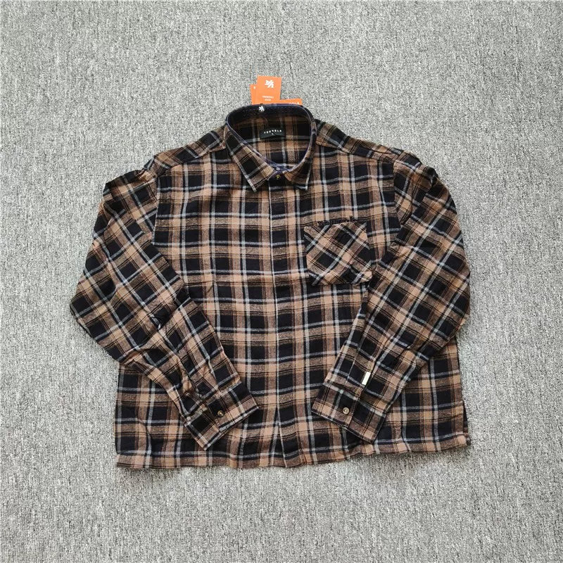 YOUNGLA- Blue Plaid Long-Sleeve Shirt