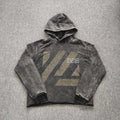 YOUNGLA- Washed Mud Grey Graphic Pullover Hoodie