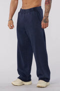 YOUNGLA Men's Arched Collegiate Logo & Blank Acid Wash Wide Leg Sweatpants