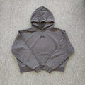 YOUNGLA- Washed Mud Grey Gothic Graphic Pullover Hoodie