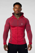 YOUNGLA- Red Fitted Zip-Up Hooded Jacket