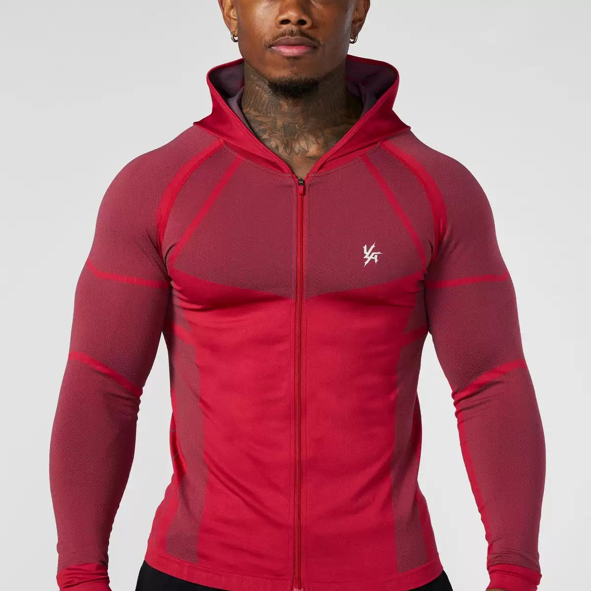 YOUNGLA- Black Fitted Zip-Up Hooded Jacket