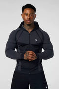 YOUNGLA- Black Fitted Zip-Up Hooded Jacket