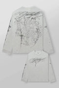 YOUNGLA Men's Gothic Calligraphy Script Long Sleeve Tee