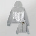 YOUNGLA- Grey Gothic Back Graphic Full-Zip Hoodie
