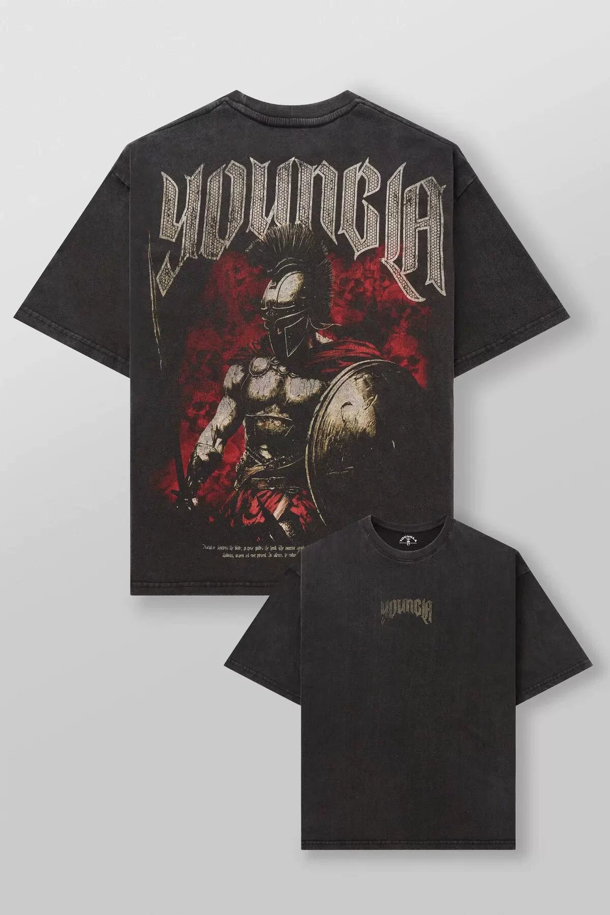 YoungLA Spartan Warrior Graphic Oversized Shirt | Vintage Heavy Cotton Gym Pump Cover