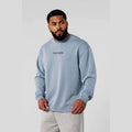 YOUNGLA- Slate Blue Oversized Long-Sleeve Sweatshirt