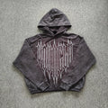 YOUNGLA- Washed Black Graphic Pullover Hoodie