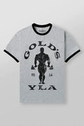 YoungLA x Gold's Gym Vintage Graphic Ringer T-Shirt | Classic Grey Bodybuilding Tee